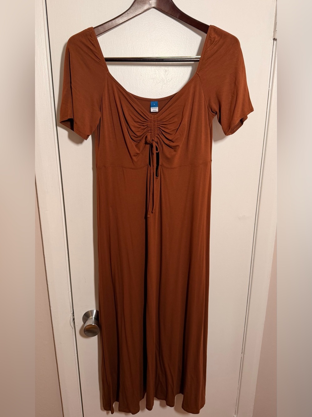 Old Navy Ruched Keyhole Midi Dress Brown Large